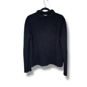 VINCE WOMEN'S Black CASHMERE SHAKER RIB TURTLENECK SWEATER size XL
